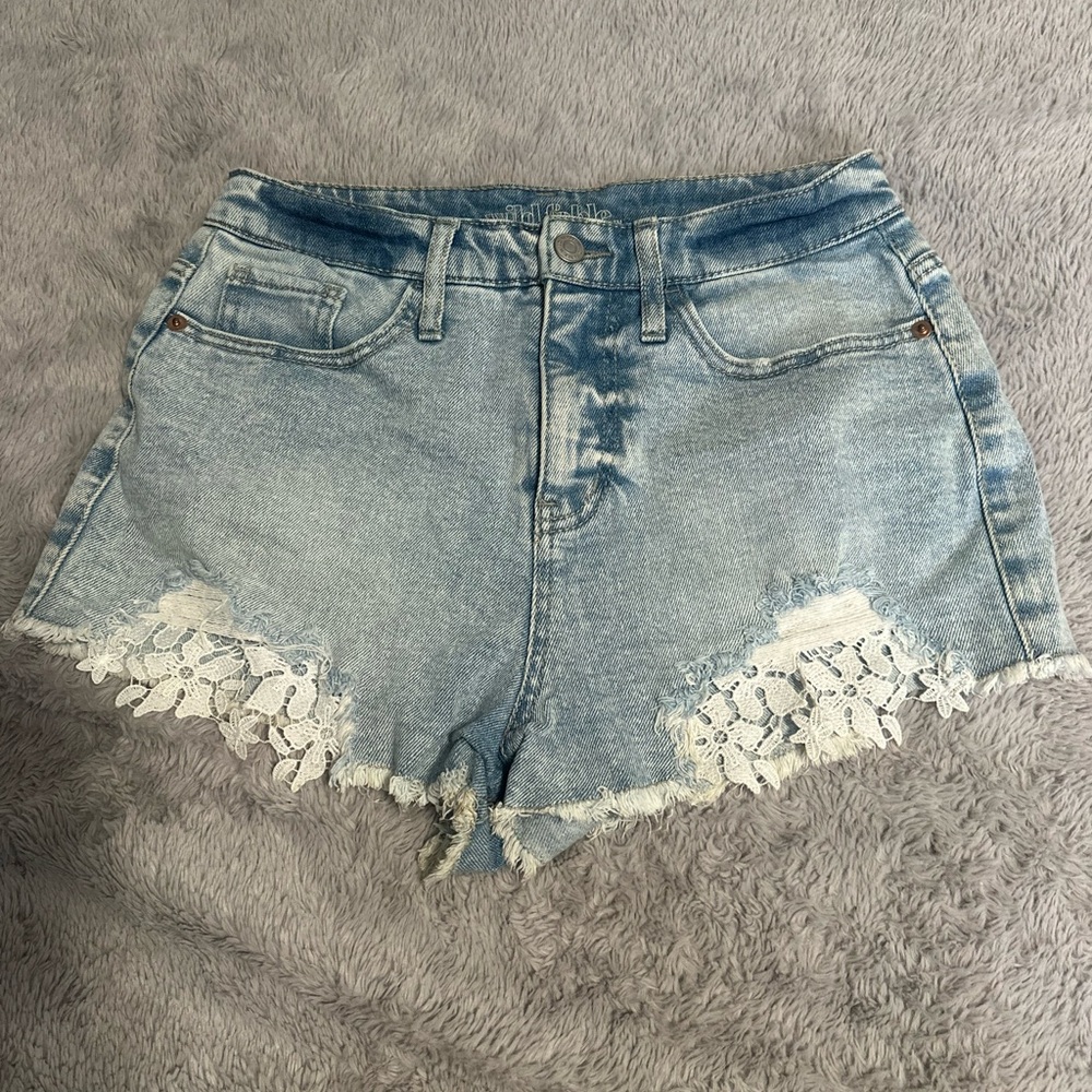 Wild Fable Light Blue Jean Shorts with Lace Trim
